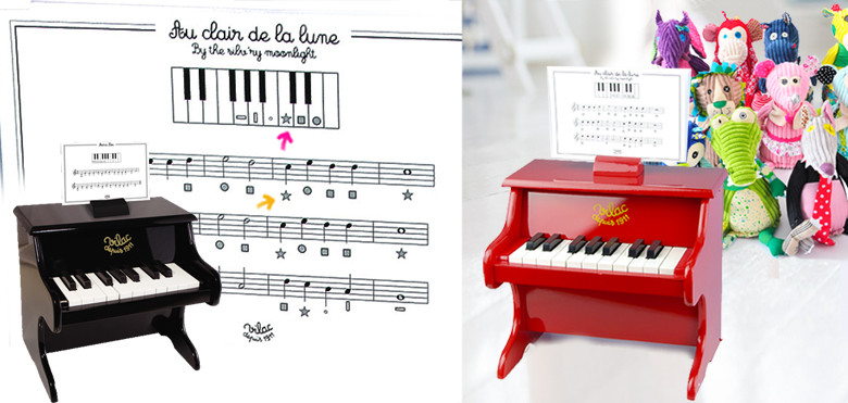 E-piano rouge avec partitions - Vilac - Jouets en bois