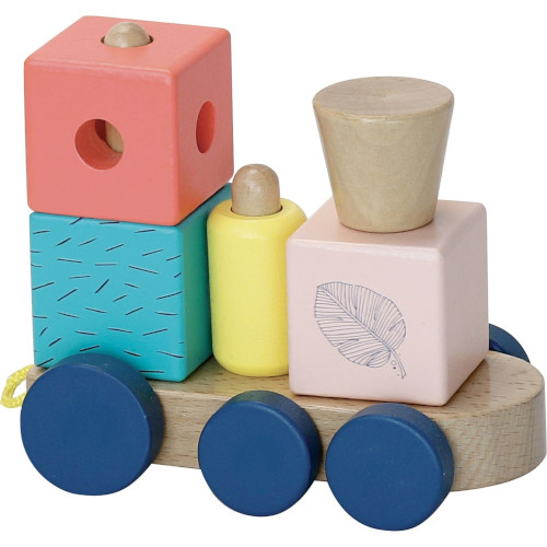 locomotive du train de cubes Vilac
