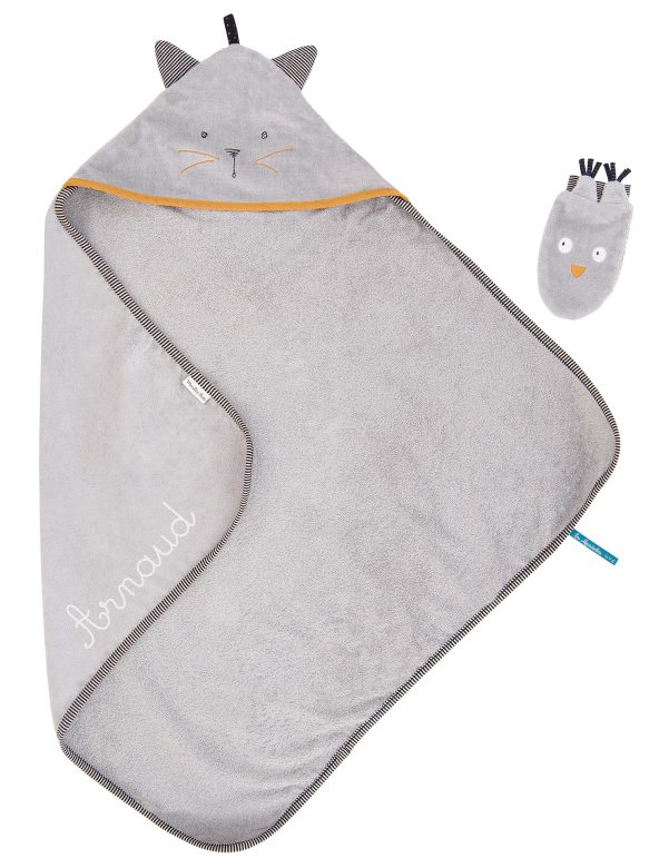 cape de bain grise pour enfant de moulin roty