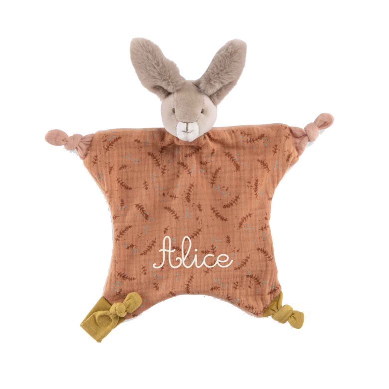 Doudou lapin plat personnalisé de Moulin Roty