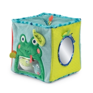 Grand cube d'activités tissu La mare aux grenouilles
