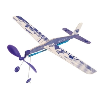 Avion bleu à élastique les petites merveilles