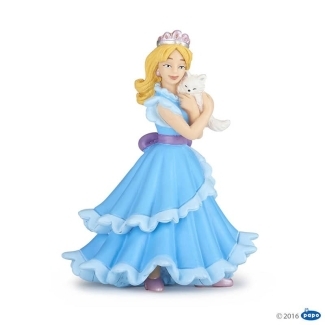 Figurine princesse bleue au chat