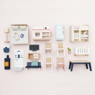 Lot de 37 accessoires pour maison de poupées