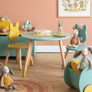 Chaise ocre Trois petits lapins