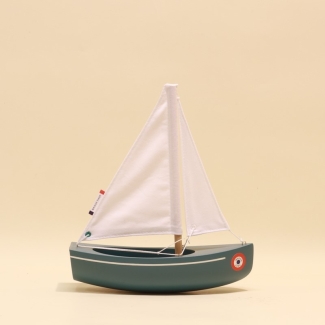 Bateau-jouet en bois vert abysses Sloop 21 cm