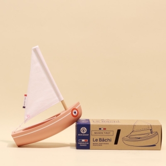 Bateau-jouet en bois Bachi rose 17 cm