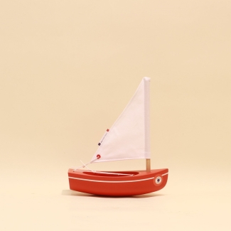 Bateau-jouet en bois Bachi rouge 17 cm