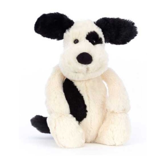 Peluche Chiot noir et crème