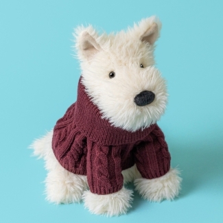 Peluche Chien Scottie pull d'hiver