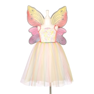 Robe rose avec ailes papillon Valerie 5-7 ans
