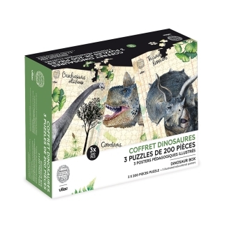 3 puzzles dinosaures Museum 200 pcs