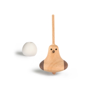 Toupie en bois oiseau