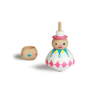 Toupie en bois clown