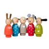 Set de 5 personnages en bois la grande famille