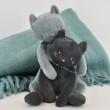 Peluche Chat Mlo Bleu Gris 37 cm