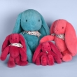 Peluche Lapin Fleurette corail 35 cm