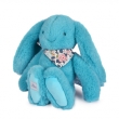 Peluche Lapin Fleurette turquoise 25 cm