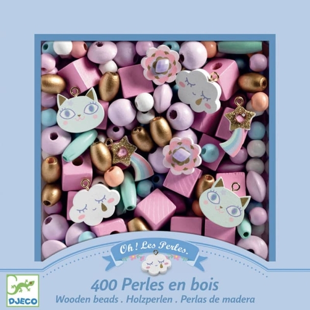 400 Perles en bois Arc-en-ciel