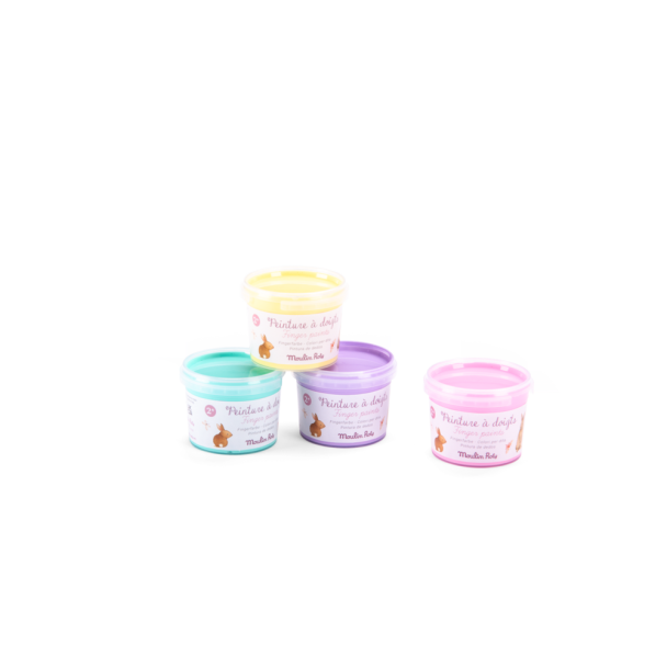 4 pots de peinture à doigts pastel Les Rosalies