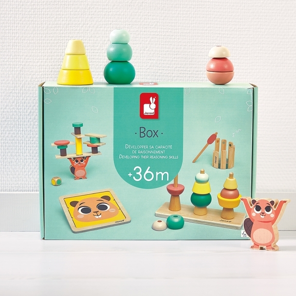 Box montessori 4 jouets en bois 36 mois