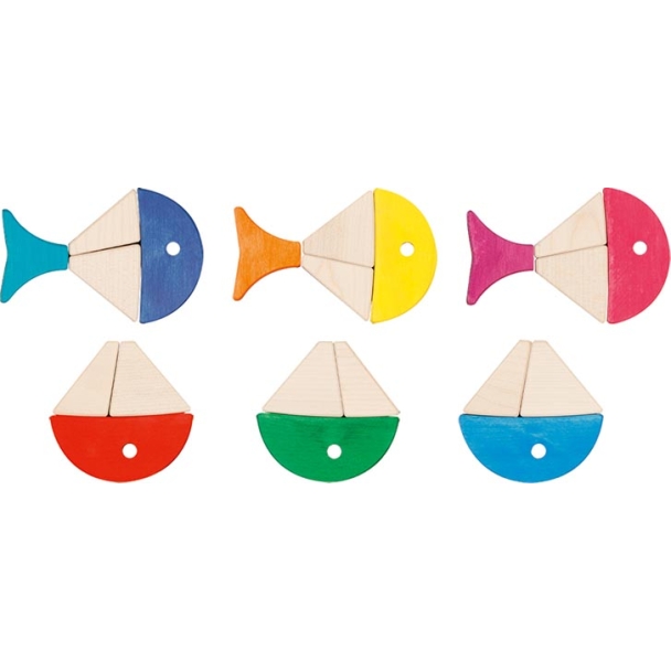 Coffret de construction en bois Poissons 24 éléments