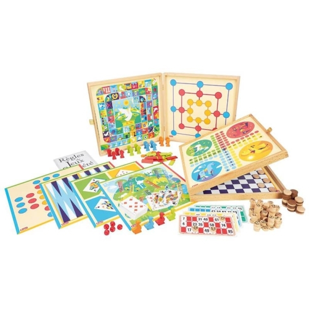 Coffret jeux classiques pions bois 150 règles