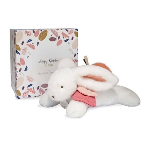 Doudou lapin Happy Boho Pantin Pompon Terracotta