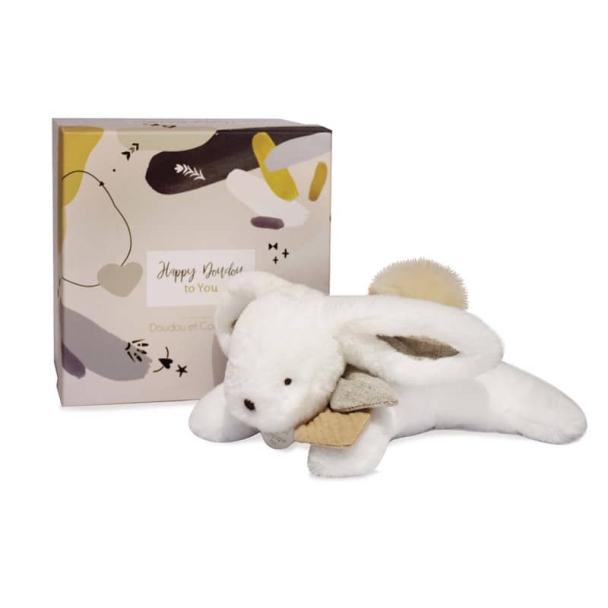 Doudou lapin Happy Wild Pantin Pompon Naturel