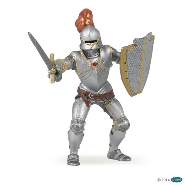 Figurine chevalier en armure au plumet rouge