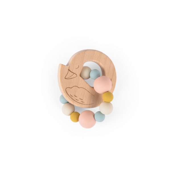 Hochet anneau de dentition bois et silicone Cygne La petite école de danse