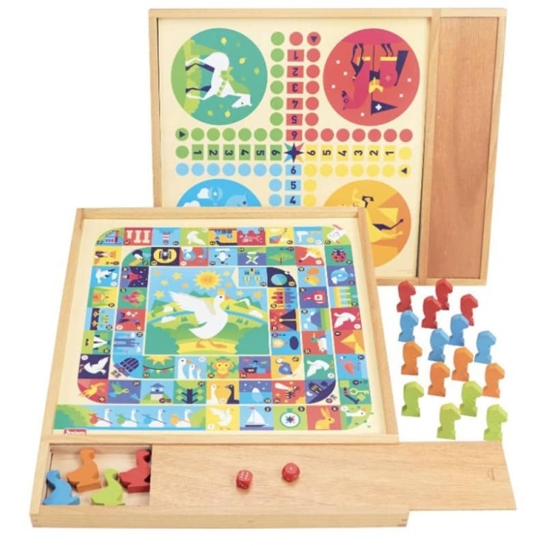 Jeux de l'oie et petits chevaux avec plumier