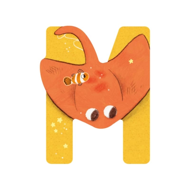 Lettre bois M jaune Mon premier Alphabet