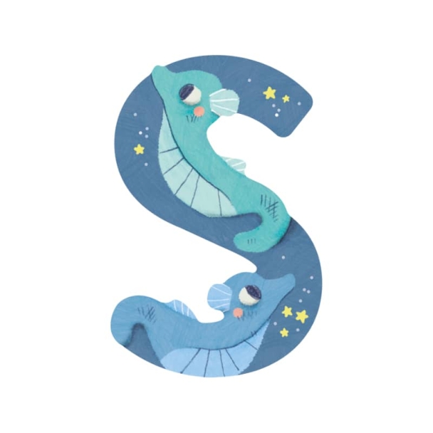 Lettre bois S bleu Mon premier Alphabet