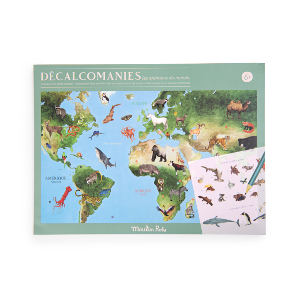 Mappemonde avec décalcomanies Tout autour du monde