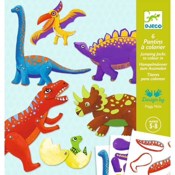 Pantins à colorier dinosaures