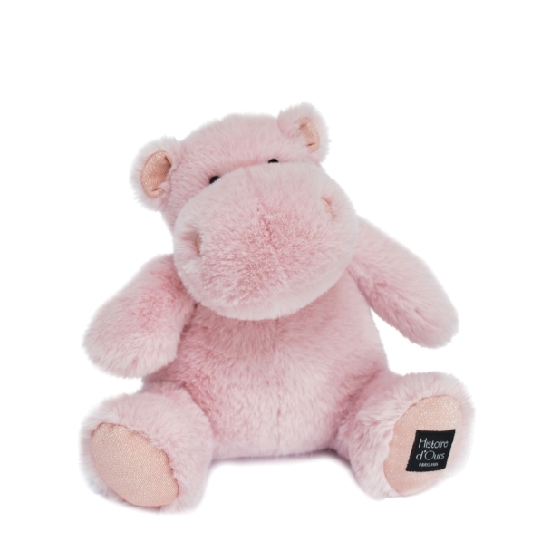 Peluche Hippopotame 25cm rose poudré