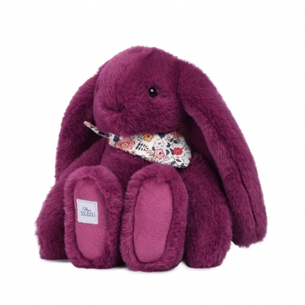 Peluche Lapin Fleurette prune 35 cm