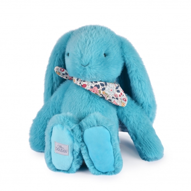 Peluche Lapin Fleurette turquoise 35 cm