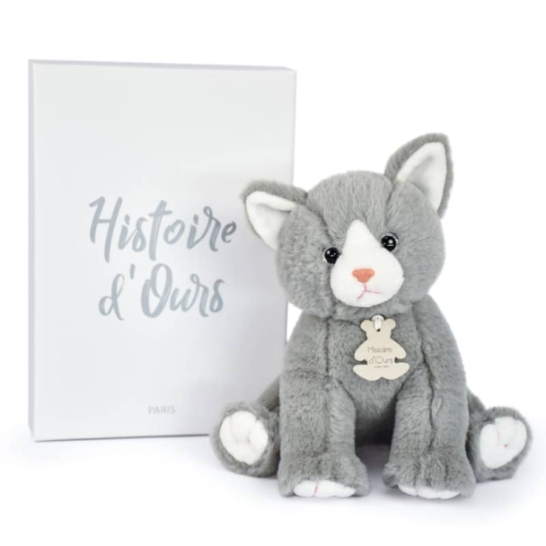 Peluche bébé chat gris 18 cm