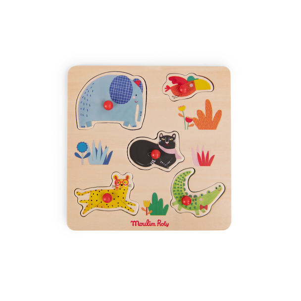 Puzzle encastrable en bois 5 animaux Les Toupitis