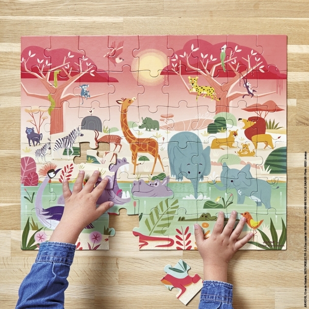 Puzzle la rserve animalire  54 pcs