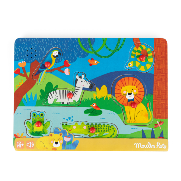 Puzzle sonore animaux en bois Les Toupitis