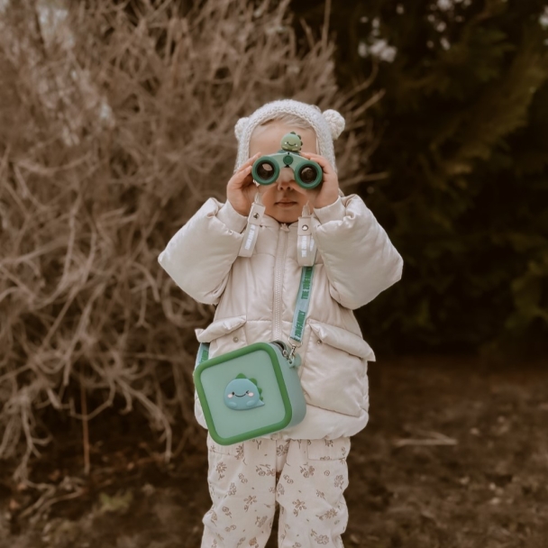 Sac en silicone Dino vert pour appareil photo