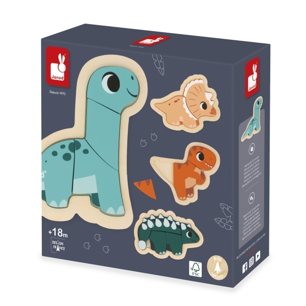 Set de 4 puzzles évolutifs Dinosaure